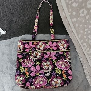 Vera Bradley Floral Tote Bag - Pink and Black